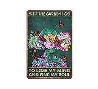 Plaque vintage en étain pour chambre à coucher, décoration murale avec inscription « In The Garden I Go to Lose My Mind and Find Soul » - 20,3 x 30,5 cm