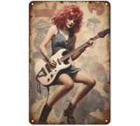 Plaque vintage en métal, 20,3 x 30,5 cm, décoration murale rectangulaire en métal, panneau rétro punk rock n roll pin-up girl pour maison, cuisine, bar, pub, garage, grotte d'homme