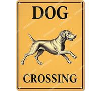 Plaque vintage en métal 30,5 x 40,6 cm avec inscription Dog Crossing Sign Funny Garage Man Cave Decor