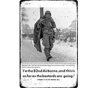 Plaque vintage en métal aluminium avec inscription « This Is As Far As The Bastards Are Going 82nd Airborne Division » 20,3 x 30,5 cm