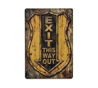 Plaque vintage en métal avec indicateur de passage Exit This Way Out - Décoration murale pour café, club, jardin - 20,3 x 30,5 cm