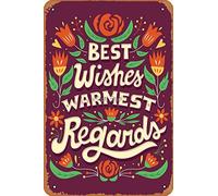 Plaque vintage en métal avec inscription « Best Wishes, Warmest Regards » - 20,3 x 30,5 cm