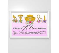 Plaque vintage en métal avec inscription « I Because a Nurse Because Your Life is Worth My time » - Affiche d'infirmière - Affiche de clinique - Cadeau pour infirmière - 14 x 20 cm