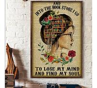 Plaque vintage en métal avec inscription « Into The Book Store I Go to Lose My Mind Reading Book Reader » - Plaque en métal vintage pour bar, club de musique, cave, chambre - 20,3 x 30,5 cm