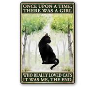 Plaque vintage en métal avec inscription « Once Upon A Time There Was A Girl Who Really Loved Cats It Was Me,The End » - 30,5 x 40,6 cm