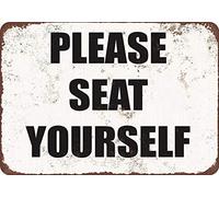 Plaque vintage en métal avec inscription « Please Seat Yourself Look » - Décoration murale en aluminium - 20,3 x 30,5 cm