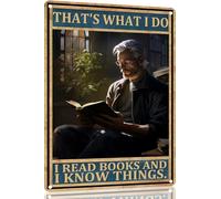 Plaque vintage en métal avec inscription « Thats What I Do Read And Know Things » - Décoration murale - Cadeau pour jardin, homme, grotte, salon, garage, salle de classe, bibliothèque, cinéma - 20,3 x