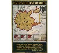 Plaque vintage en métal - Décoration artistique - Affiche de propagande allemande montrant une carte de la Grande Allemagne juste avant le déclenchement de la Seconde Guerre mondiale pour maison, club