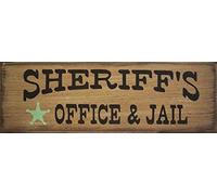 Plaque vintage en métal en aluminium avec inscription « Sheriffs Office Western Country » pour maison, bar, pub, 15,2 x 40,6 cm
