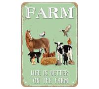 Plaque vintage en métal - Farm Sweet Farm Life is Better on The Farm - Plaque en aluminium pour café, maison, bar, pub, garage, hôtel, jardin