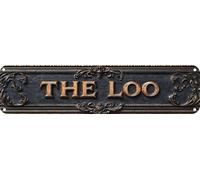 Plaque vintage en métal The Loo pour décoration de salle de bain - 10,2 x 40,6 cm