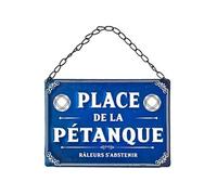 Plaque vintage - Place de la pétanque - Métal - 20x14cm - A suspendre - Décoration