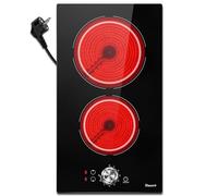 Plaque vitro-céramique Disaenvir 2 feux 3000W, 30cm, autonomes avec prise, 9 niveaux, commande par boutons, noir