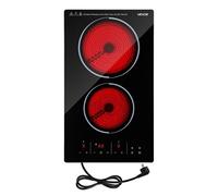 Plaque Vitrocéramique 2 Feux 30 cm Table de Cuisson Électrique 3000 W 9 Niveaux de Puissance Domino Encastrable ou Posable