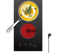 Plaque Vitrocéramique 2 Feux 3000W Plaque De Cuisson Electrique Encastrable 30Cm,9 Niveaux De Puissance,Minuteur,Verrou De Sécurit