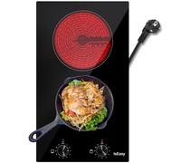 Plaque Vitrocéramique 2 Feux Encastrable, IsEasy Table de Cuisson 3200W, 11 Niveaux de puissance, Arrêt Automatique, Commande par Bouton