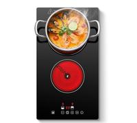 Plaque Vitrocéramique 2 Feux, Plaque de Cuisson Electrique 30cm, Encastrable Table de Cuisson Vitrocéramique, Commande Tactile, 3000W, 9 Niveaux de Puissance, Arrêt Automatique, Pour Toutes Les PoêLes