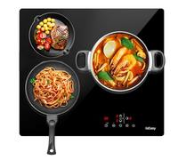 Plaque Vitrocéramique 3 Feux Encastrable, IsEasy Table de Cuisson Vitroéramique 3 Feux, Plaque de cuisson Electrique 60cm, 5500W, Minuteur, 9 Niveaux de Puissance