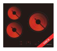Plaque Vitrocéramique 3 Foyers GEDTECH GTV3Z5300B - 5300W - Touche Sensitive - Minuteur - Verre Noir