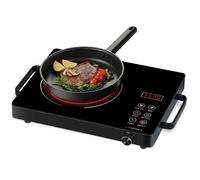 Plaque Vitrocéramique 3500W, Plaque Électrique Portable avec Minuterie,Commande Bouton, Cuisson Sans Flamme, Noir