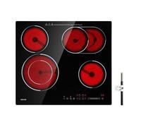 Plaque Vitrocéramique 4 Feux 59 cm Table de Cuisson Électrique 6600 W 9 Niveaux de Puissance pour Toutes les Casseroles et Poêles