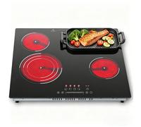 Plaque Vitrocéramique, 4 Feux,Sndoas 60cm Table de Cuisson Encastrable,Zone Ovale & Triple Couronne, Minuteur,6700W