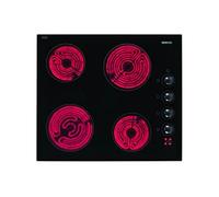 Table de cuisson vitrocéramique BEKO HIC 64100 - 4 foyers radiants - Commandes manettes latérale - Noir
