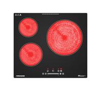 Plaque Vitrocéramique Encastrable 3 Feux 5900W, FIREGAS Plaque de Cuisson Format 60 cm, Commande Tactile, 9 Niveaux de Puissance, Minuteur, Sécurité Enfant
