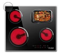 Plaque vitrocéramique encastrable - CACTOSE - 59 cm - 4 feux - 6700 W - Verre noir cadre inox