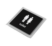 plaque wc Autocollant de signe de toilette non fumeur de 10 cm | Autocollants muraux noirs avec Logo d'interdiction de lieux publics, autocollant en caoutchouc(Toilet)