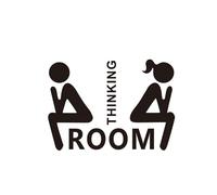 Plaque Wc Autocollants muraux amovibles 3D for panneau d'entrée de toilette, drôle femme et homme, affiche de porte de toilette, autocollant de Surface miroir, décor DIY(Color 04)