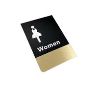 Plaque WC Panneau de porte Double face monté sur le côté, panneau rappel for toilettes, signalisation salle bain for hommes et femmes, d'hôtel(Single-sided-05)