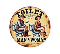 Plaque Wc Panneau décoratif en métal, thème de toilettes Vintage, personnages masculins et féminins de Style occidental avec lettrage «TOILET» «pour homme et femme»