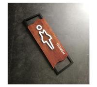 Plaque WC Panneaux de porte salle bains chambre à coucher, panneau toilette en bois, Plaque d'immatriculation maison, autocollant mural Wc, d'adresse signalisation(WOMEN-01,12x25cm)