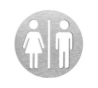 Plaque WC Panneaux de toilettes personnalisés for tous les sexes, panneau porte toilette, Plaques salle bain, en aluminium Composite, or argent(Silver,14x14cm)
