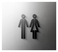 Plaque WC Plaque de signalisation de toilette de couleur noire, en acrylique 3D, porte de salle de lavage, étiquette d'art murale, autocollant, support de Wc, panneau de signalisation, décoration d'hô