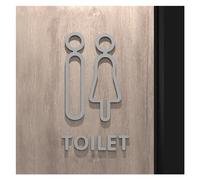 Plaque WC Plaque De Signalisation Toilette En Acrylique 3D, Couleur Noir Et Or, Étiquette Murale Porte Salle Lavage, Autocollant, Support Wc, Panneau, Décoration Artistique D'hôtel Maison(16,25x16cm)