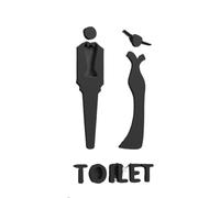 Plaque Wc Plaque de signalisation toilette en forme flèche 3D acrylique, étiquette autocollante élégante for porte salle lavage, panneau bains, décoration artistique for la maison(Color 15,25x16cm)