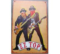 plaque zz top sur fond jaune 30x20cm tole aspect vieillit deco musique