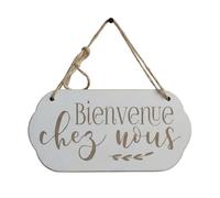PlaqueMarket | Bienvenue chez Nous Plaque de Porte | Pancarte d'Entrée en Bois Panneau à Suspendre Décoration de Maison (MOYEN: 11,5 x 23 cm)