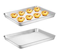 Plaques à biscuits 2 pièces, plaque à pâtisserie en acier inoxydable de 17x12 pouces, plaque de four antirouille et sûre, cuisson facile nettoyer pour plaques biscuits cuisine pour