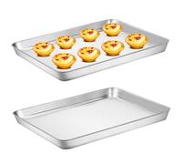 Plaques à biscuits, plaque de cuisson en acier inoxydable 17 x 12 pouces, 2 plaques de cuisson antirouille et sûres, plaque facile à nettoyer pour la cuisine