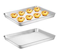 Plaques à biscuits, plaque de cuisson en acier inoxydable, 2 pièces 17 x 12 pouces, plaque de four antirouille et sûre, cuisson facile à nettoyer pour la cuisine, plaques biscuits