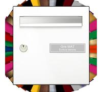 Plaques A Graver Plaque Boîte aux Lettres Personnalisée DECO1 avec Cadre - Gris Mat Texte Blanc - Nom Gravé 1 à 3 Lignes - PVC Adhésif Usage Extérieur - 10x2,5cm