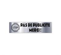 Plaques A Graver Plaque Stop Pub Pas de Publicité Merci - PVC Adhésif pour Boîte aux Lettres - Anti-UV - 10x2,5cm