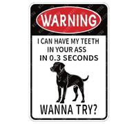 Plaques Attention, Je Peux Avoir Mes Dents en 0,3 Seconde. Je Veux Essayer Me Mabrador Plaque Métal Murale Affiche pour Salon Garage Toilettes Ferme S