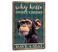 Plaques Chimpanzé, Pourquoi Bonjour Mes Douces Joues ? Assieds-Toi Plaque Métallique Drôles Signalisation Pour Maison Café Bureau Cuisine M