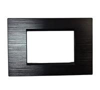 Plaques compatibles avec Bticino Living light Living Iinternational Modèle carré en technopolymère brossé plaque 3 4 7 modules pour supports LN4703 et N4703 (3 modules noir)