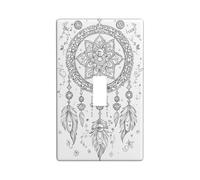 Plaques/couvercles de prise de courant, attrape-rêves en plumes bohèmes, accents muraux éthérés beige neutre, plaques murales artistiques en thermoplastique, taille standard simple à bascule
