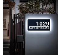 Plaques D'adresse Personnalisées Modernes Et Tendance, Panneau Lumineux LED, Numéro De Maison En Acrylique 3D Personnalisé, Panneau Lumineux For L'extérieur Des Maisons Et La Cour.(20x40 cm)